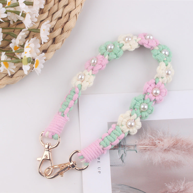 Wholesale Creative hand-woven daisy pearl water cup cup sleeve cup rope